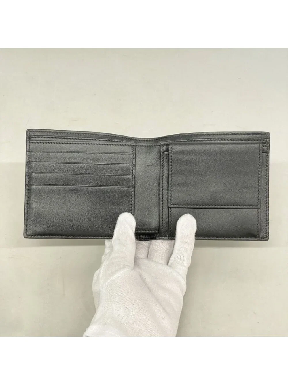 Celine Wallet Leather Black Silver